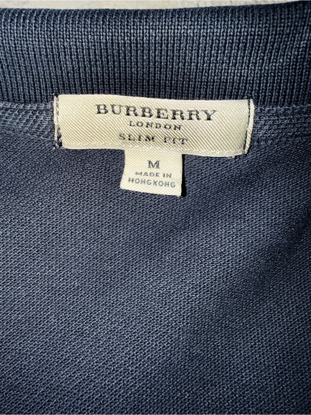 Burberry Navy Blue Polo with Signature Logo - Picture 4 of 5